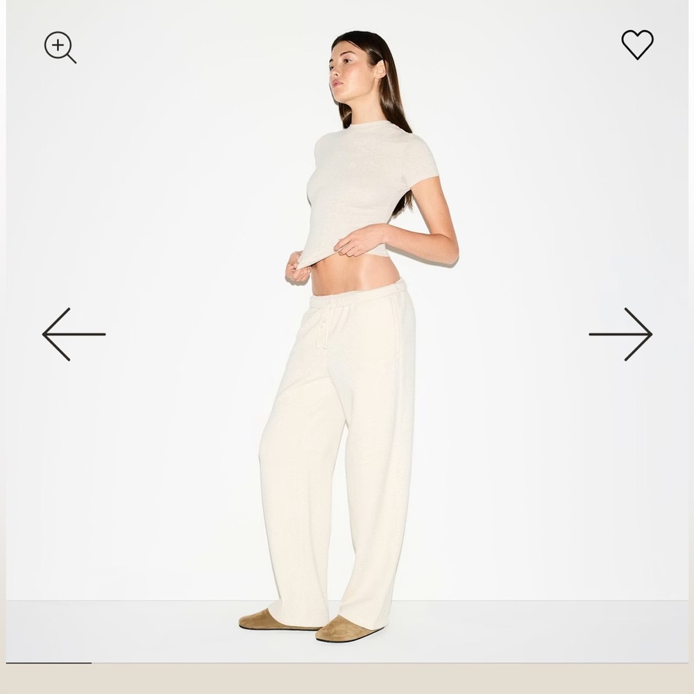 Skims- Cotton Fleece Classic Straight Leg Pant-Oatmeal Heather-M-NWT